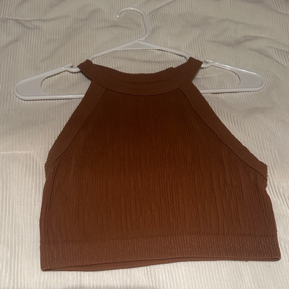 Aerie Brown Halter Neck Tank Top